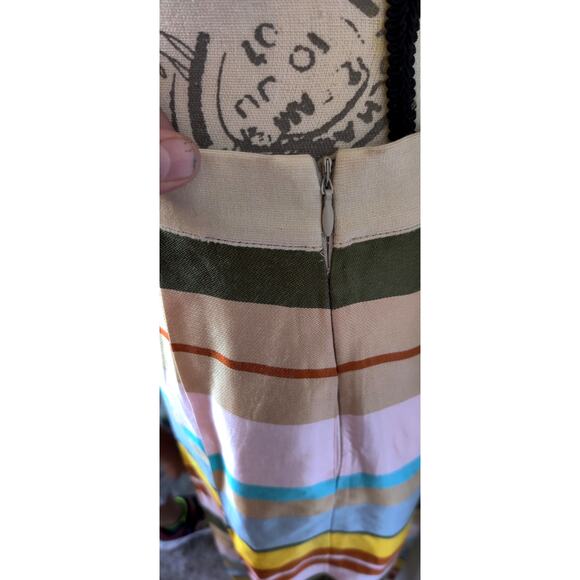 Sfizio Multicolor Striped Pleated Midi Maxi Skirt Size Small Pockets A Line - Picture 6 of 6